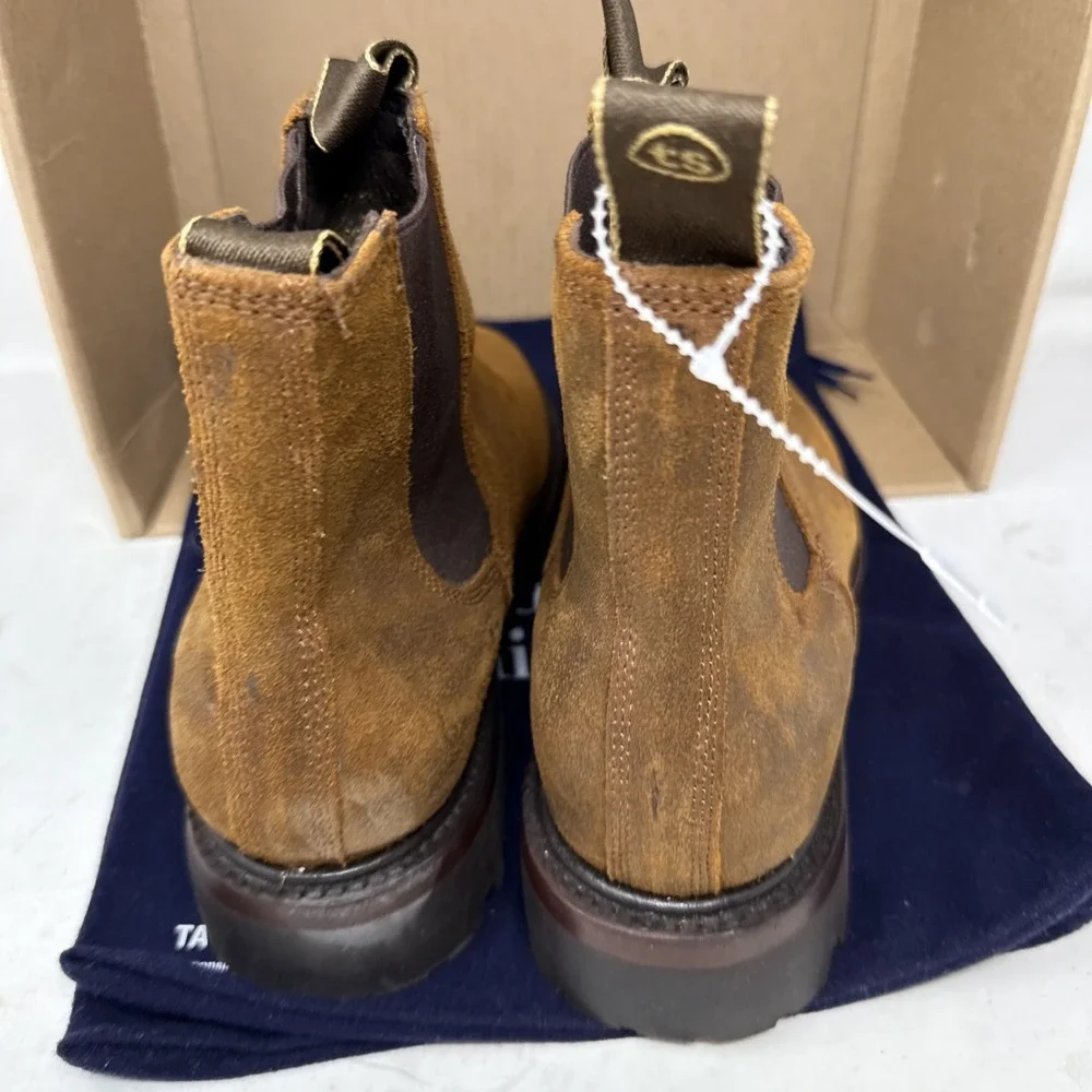 Mens 8 Taylor Stitch Ranch Boot Redwood Waxed Suede Chelsea Ankle Vibram Brown